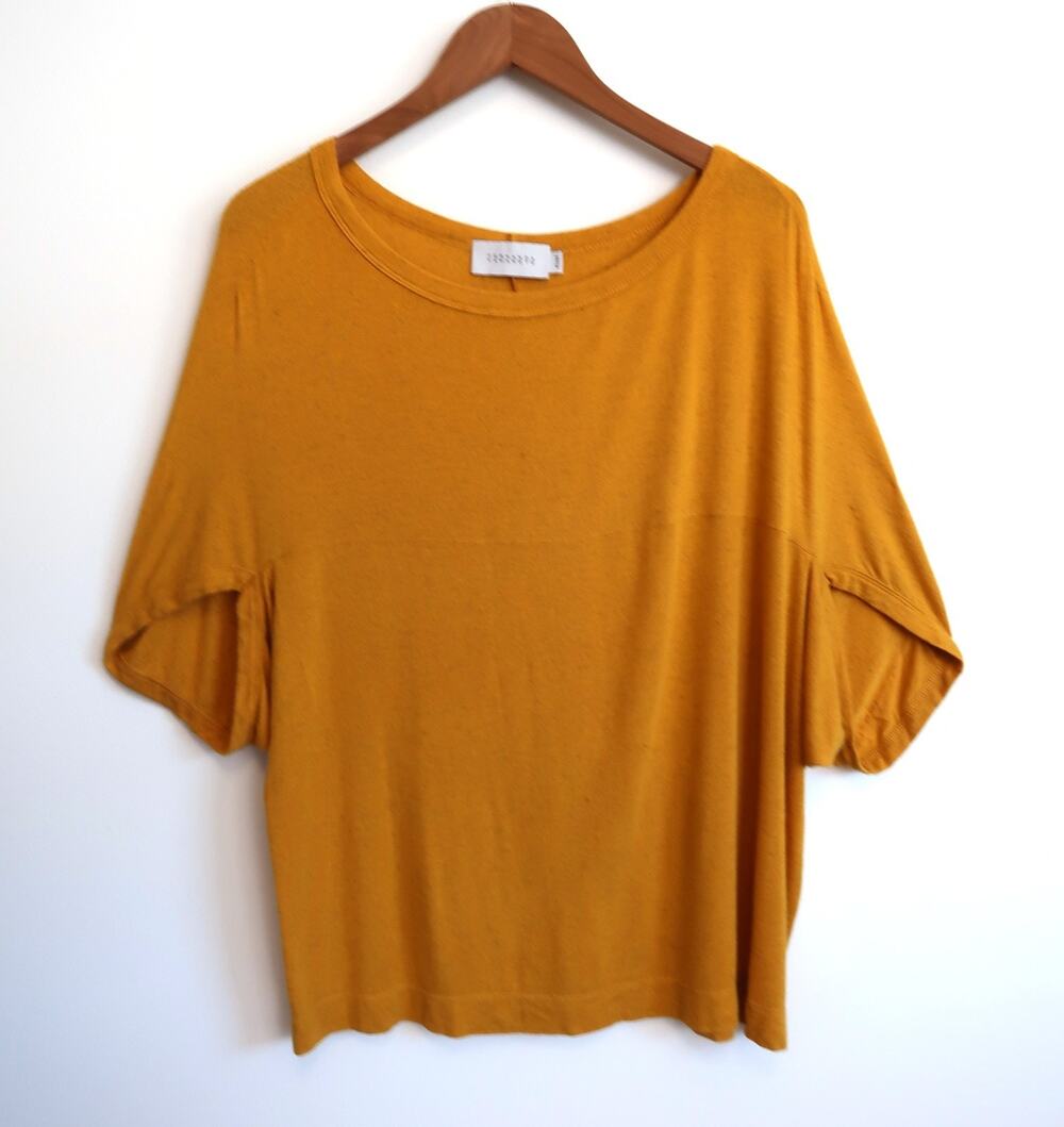 FERNANDA YAMAMOTO BRAZIL Stretch Slub Linen Boxy Dolman Top Tee YOOX 42 44 M $85